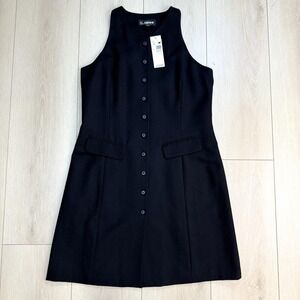 VTG‎ 1990s Ellen Tracy Company 100% Wool Black Button Dress Women's 14 NWT $228